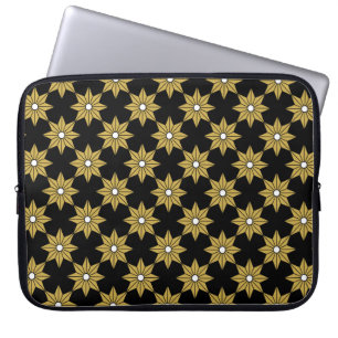 Housse Pour Ordinateur Portable Motif de fleurs d'étoile vintage sans couture. Or