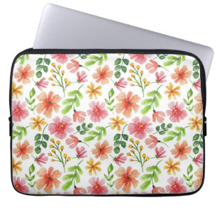 Housse Pour Ordinateur Portable Motif de fleurs roses à l'aquarelle