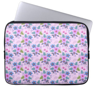 Housse Pour Ordinateur Portable Motif de fleurs roses bleues violettes florales-36