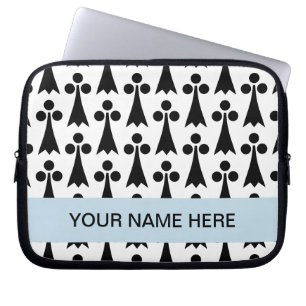 Housse Pour Ordinateur Portable Motif de forme en noir et blanc monogramme