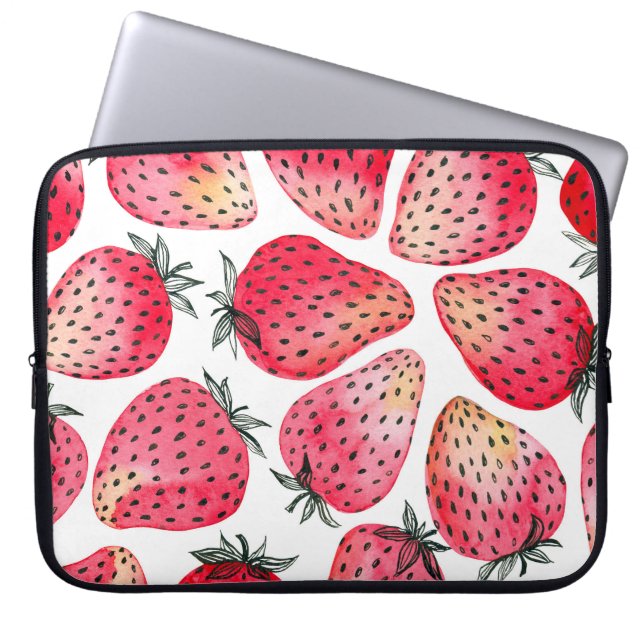 Housse Pour Ordinateur Portable Motif de fraises d'aquarelle. (Devant)