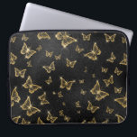 Housse Pour Ordinateur Portable Motif de glam or et papillons noirs<br><div class="desc">Des papillons noir et or glam dans un motif sans soudure. Design luxueux moderne avec étincelles blanches.</div>