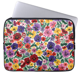 Housse Pour Ordinateur Portable Motif de jardin floral de pensées printanières lum