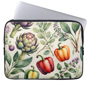 Housse Pour Ordinateur Portable Motif de jardin potager à l'aquarelle