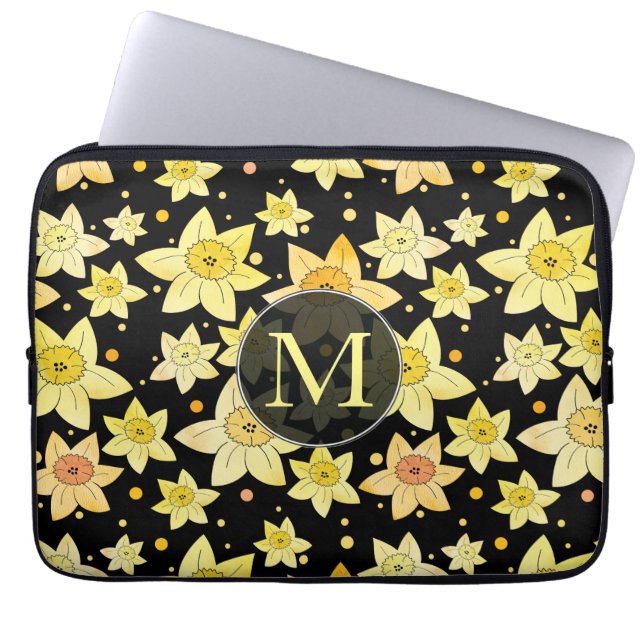 Housse Pour Ordinateur Portable Motif de jonquille monochrome (Devant)