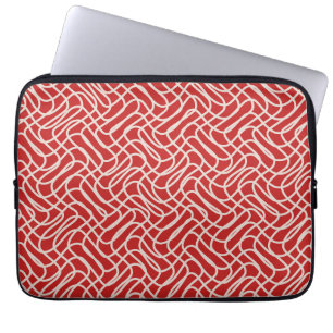 Housse Pour Ordinateur Portable Motif De Ligne Abstraite Rouge Et Crème