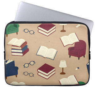Housse Pour Ordinateur Portable Motif de livres de coin de lecture cosy
