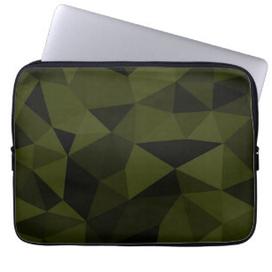 Housse Pour Ordinateur Portable Motif de maille géométrique noir vert foncé de l'a