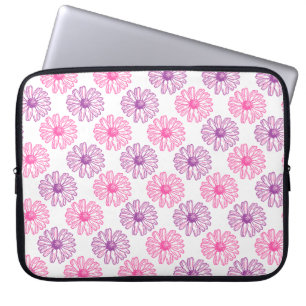Housse Pour Ordinateur Portable Motif de marguerites violettes et roses