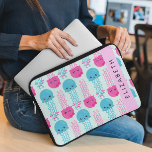 Housse Pour Ordinateur Portable Motif de méduses, Mignonne méduse, Mer, Votre nom