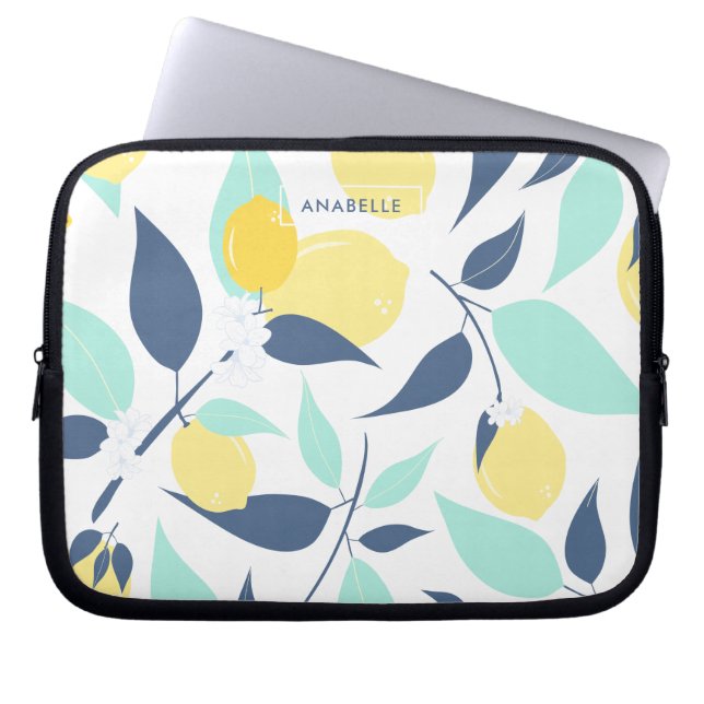 Housse Pour Ordinateur Portable Motif de menthe et citron jaune (Devant)
