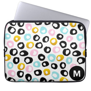 Housse Pour Ordinateur Portable Motif de monogramme à points abstraits tendance