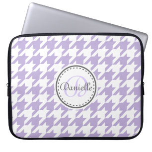 Housse Pour Ordinateur Portable Motif de monogramme gris lavande légère