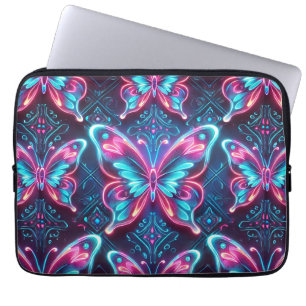 Housse Pour Ordinateur Portable Motif de néon papillon lumineux