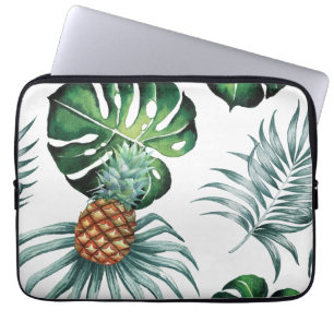 Housse Pour Ordinateur Portable Motif de palmier de jungle à l'aquarelle tropicale