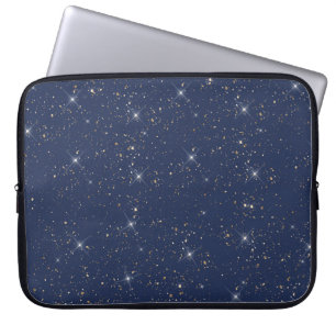 Housse Pour Ordinateur Portable Motif de parties scintillant en or brillant bleu m