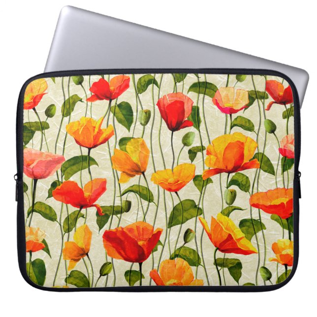 Housse Pour Ordinateur Portable Motif de pavots papier numérique (Devant)