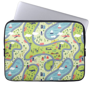 Housse Pour Ordinateur Portable Motif de paysage de promenade en voiture d'enfants