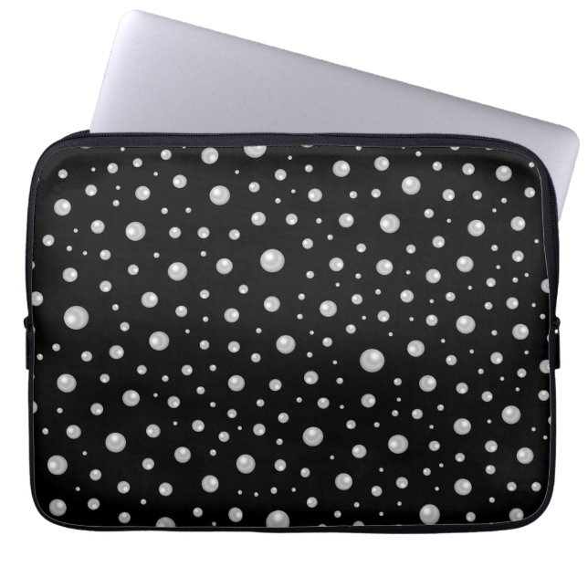Housse Pour Ordinateur Portable Motif de perle sur fond noir (Devant)
