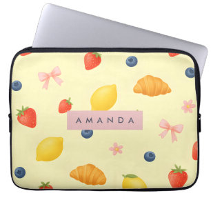 Housse Pour Ordinateur Portable Motif de petit-déjeuner personnel Pastel Jaune