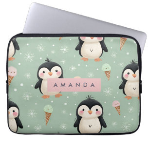 Housse Pour Ordinateur Portable Motif de pingouin et crème glacée personnalisé