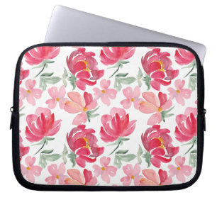 Housse Pour Ordinateur Portable Motif de pivoine d'aquarelle
