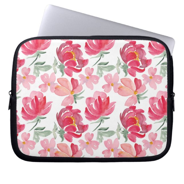 Housse Pour Ordinateur Portable Motif de pivoine d'aquarelle (Devant)
