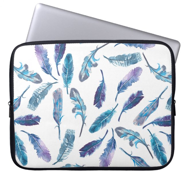 Housse Pour Ordinateur Portable Motif de plume d'aquarelle transparente (Devant)