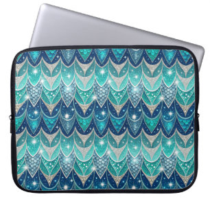 Housse Pour Ordinateur Portable Motif de plumes bleues