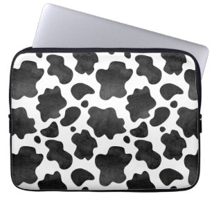 Housse Pour Ordinateur Portable Motif de points de vache Poster de animal noir et 