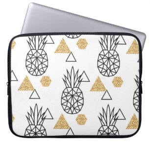 Housse Pour Ordinateur Portable Motif de points d'or géométriques à ananas.