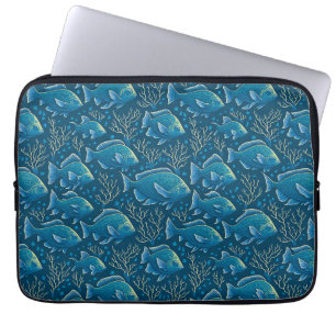 Housse Pour Ordinateur Portable Motif de poisson bleu