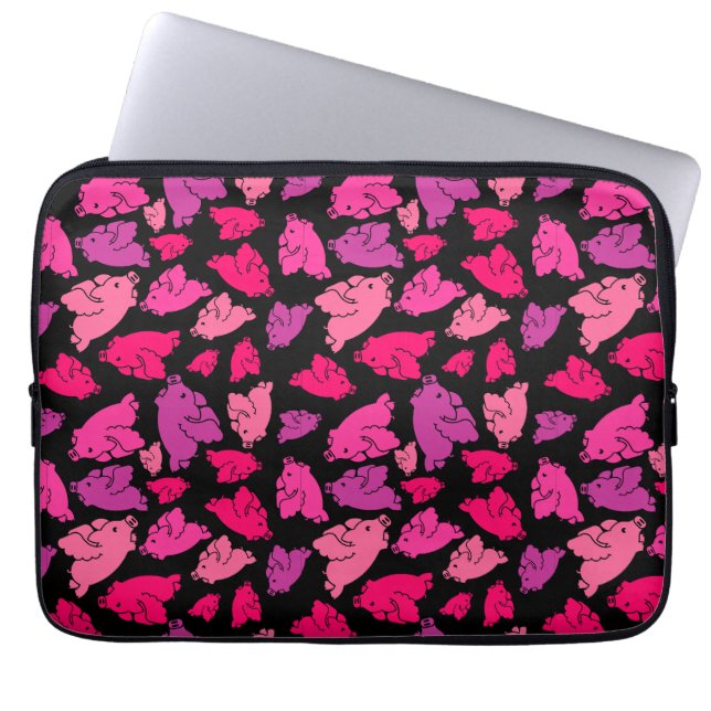Housse Pour Ordinateur Portable Motif de porc rose (Devant)