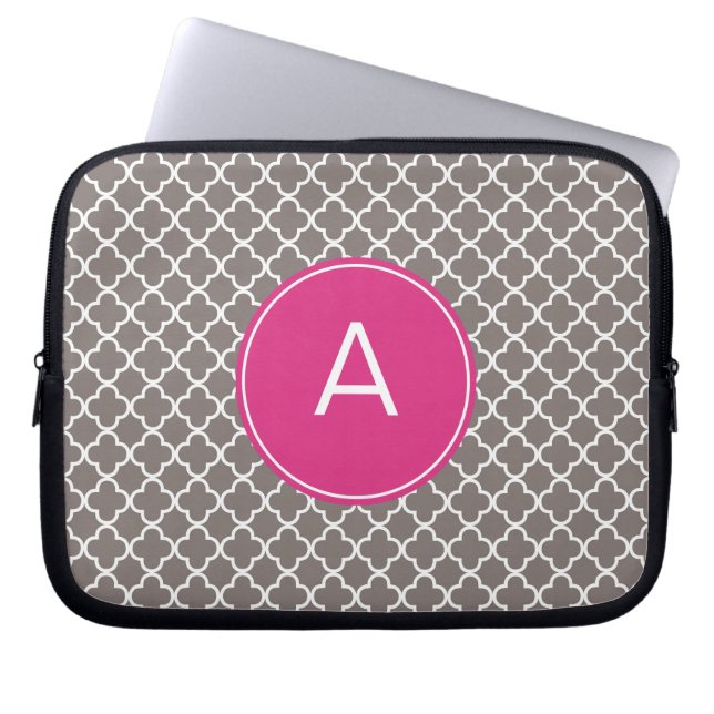 Housse Pour Ordinateur Portable Motif de Quatrefoil monogramme (Devant)