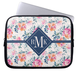 Housse Pour Ordinateur Portable Motif de roses peint par de monogramme