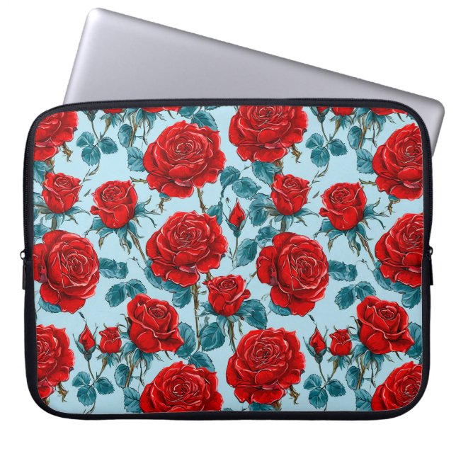 Housse Pour Ordinateur Portable Motif de roses rouges (Devant)