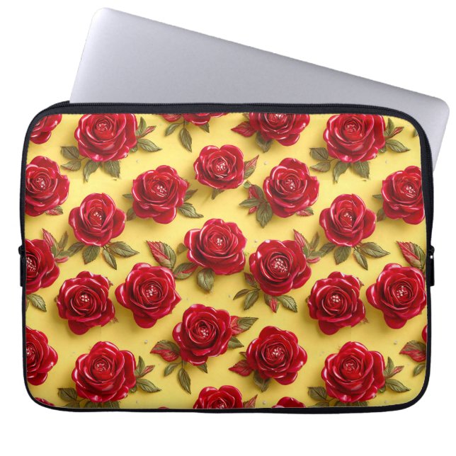 Housse Pour Ordinateur Portable motif de roses rouges 3d (Devant)