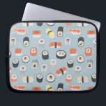 Housse Pour Ordinateur Portable Motif de rouleaux Sushi Nigiri Maki<br><div class="desc">Amusant sushi japonais de l'art culinaire sur un arrière - plan bleu.</div>