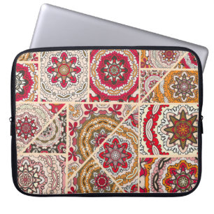 Housse Pour Ordinateur Portable motif de surface composée patchwork vintage. Décor