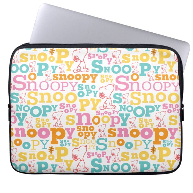 Housse Pour Ordinateur Portable Motif de texte Snoopy Pastel (Devant)