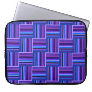 Housse Pour Ordinateur Portable Motif de tissage à rayures bleues et violettes