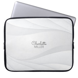 Housse Pour Ordinateur Portable Motif de vague Abstrait gris souple avec nom perso