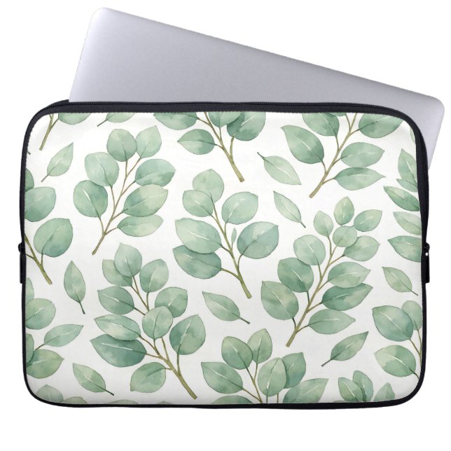 Housse Pour Ordinateur Portable Motif de verdure d'eucalyptus à l'aquarelle (Devant)