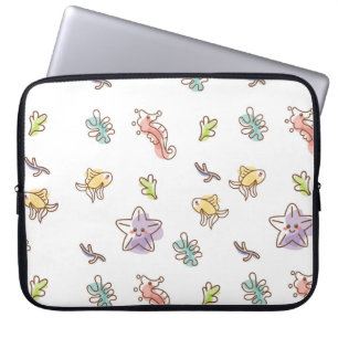 Housse Pour Ordinateur Portable Motif de vie marine coloré avec les mers et les po