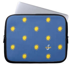 Housse Pour Ordinateur Portable Motif de visage heureux ensoleillé mignon nom init