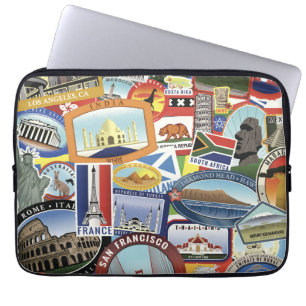 Housse Pour Ordinateur Portable Motif de voyage du monde