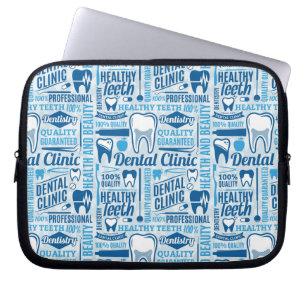 Housse Pour Ordinateur Portable Motif dentaire bleu de clinique
