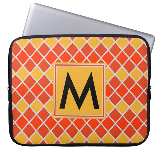 Housse Pour Ordinateur Portable Motif diamant #80 Monogrammé (Devant)