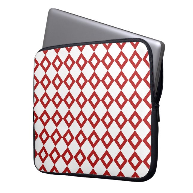 Housse Pour Ordinateur Portable Motif Diamant blanc et rouge (devant gauche)