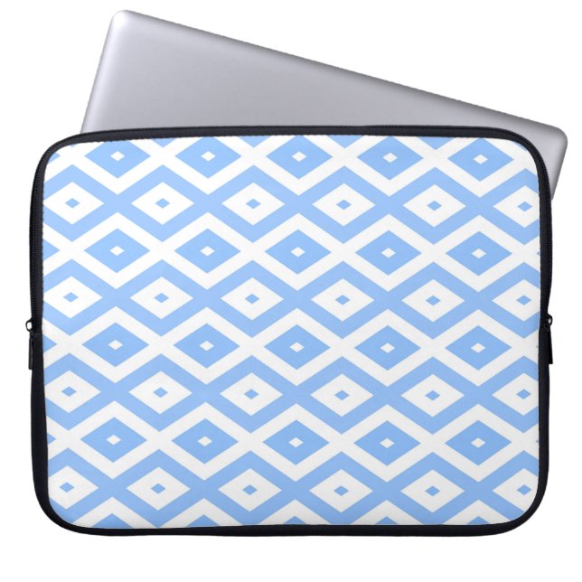 Housse Pour Ordinateur Portable Motif diamant bleu et blanc (Devant)